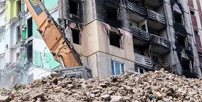 Buildings are being demolished with safety in Miami.